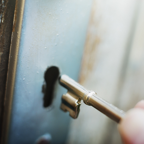 Putting a key in a lock